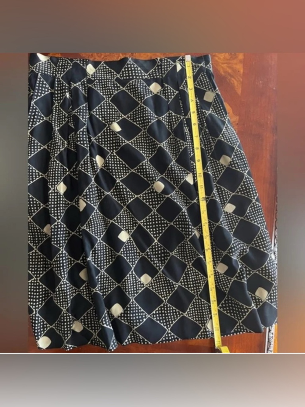 Dior Navy and White Geometric A-Line Skirt - Picture 6 of 8